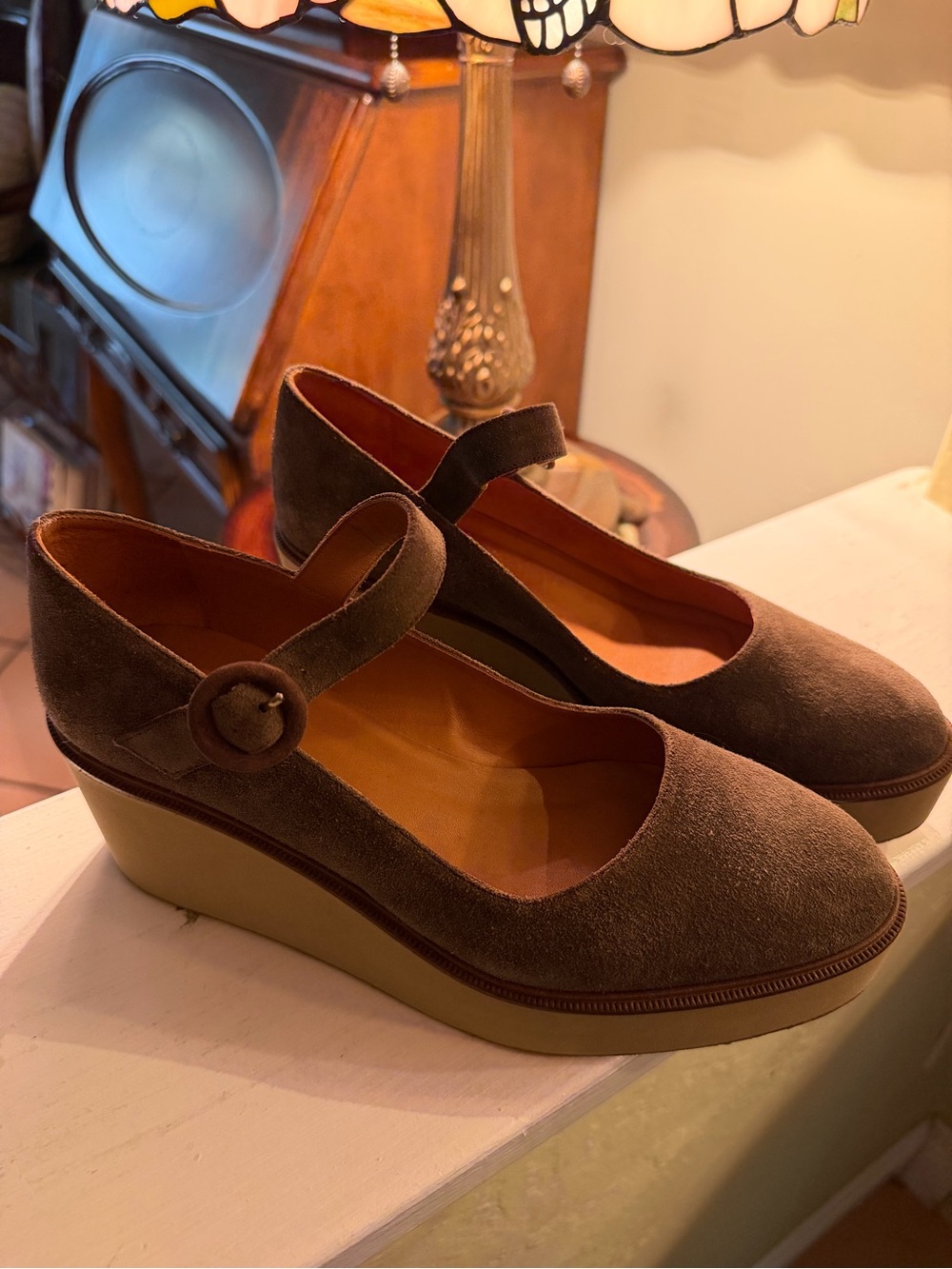 Castaner Brown Suede Mary Jane Platform Wedges